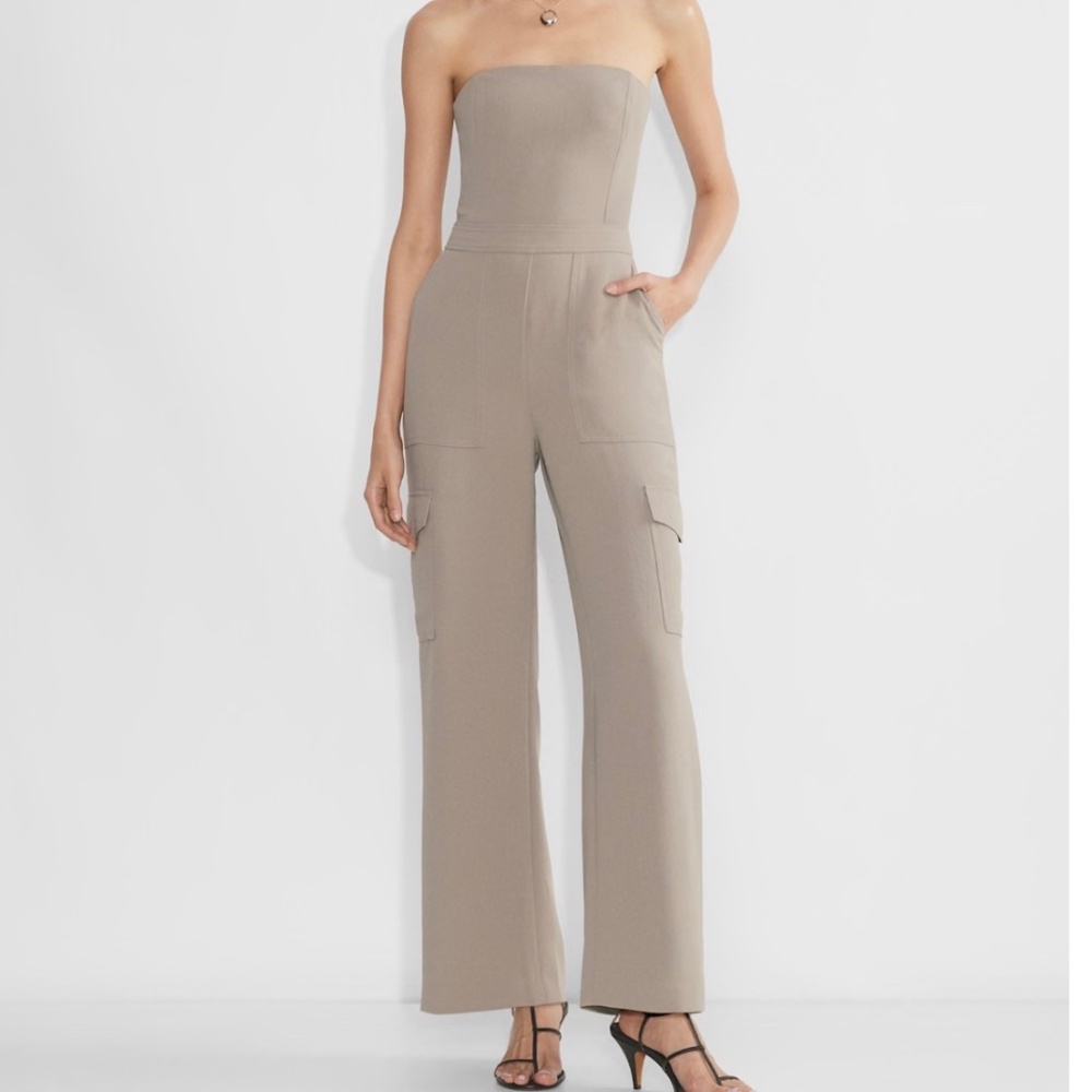 NWT Aritzia Wilfred Cordial Cargo Jumpsuit - Nomad Taupe - Size 8